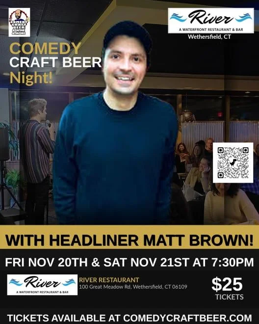 Poster for Comedy Night at Brew Ha Ha at River