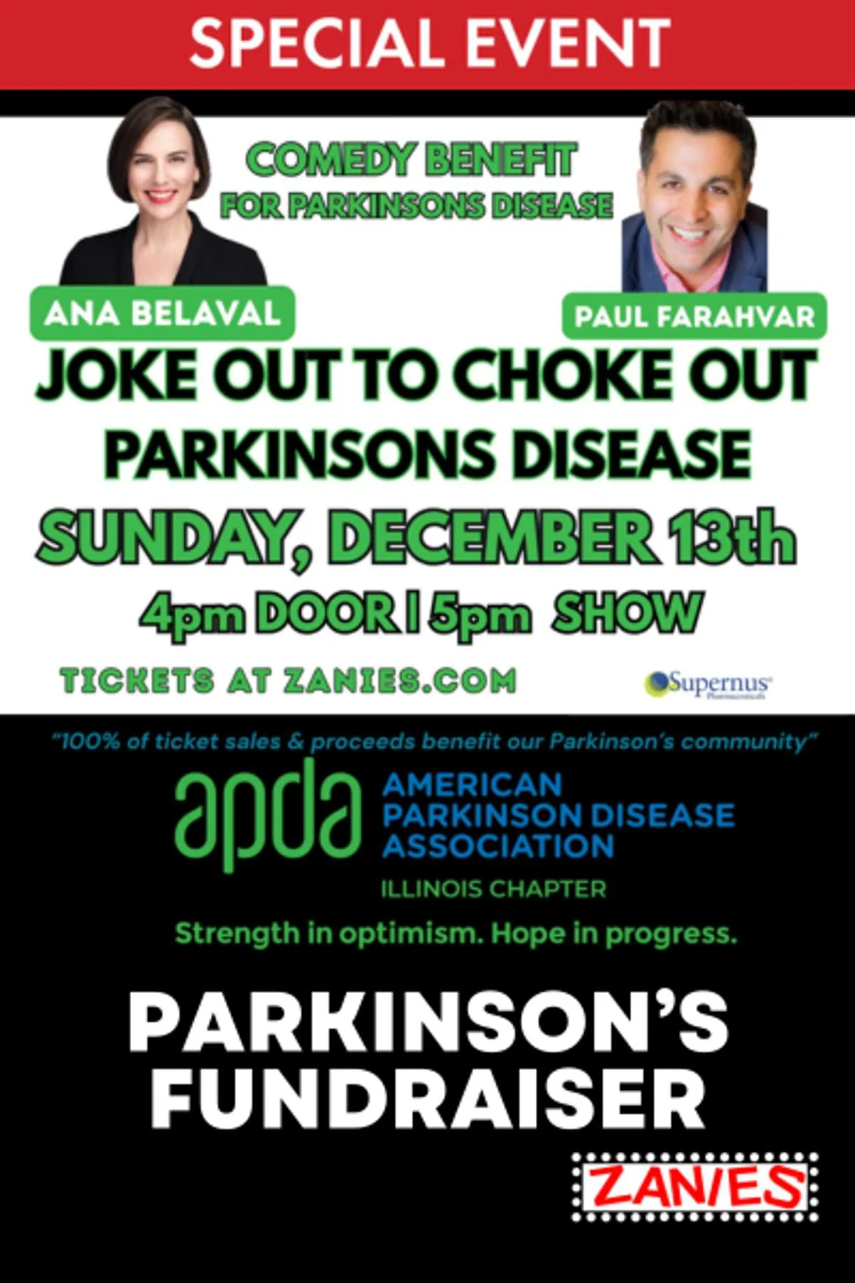 Poster for Comedy Night Benefiting the American Parkinson Disease Association