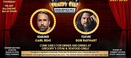 Poster for July 23-July 25 Gregory's Comedy Club